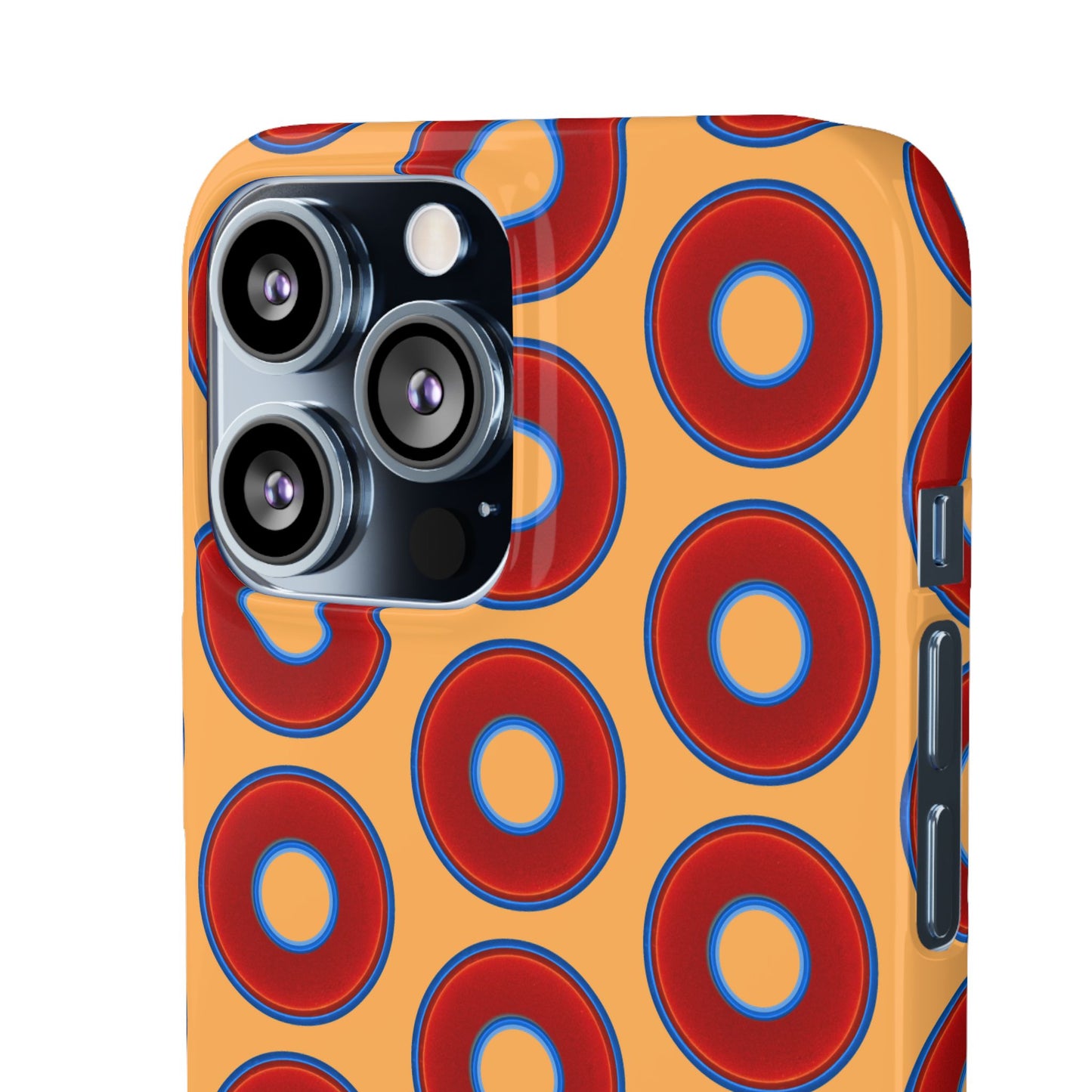 Lumpy Donut Snap Case - red vivid donut print w/creamcicle orange background