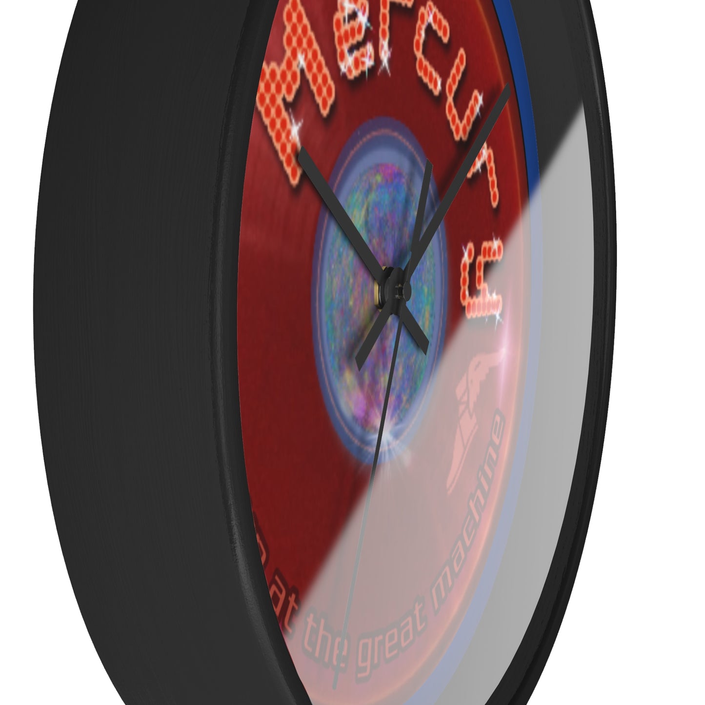 Lumpy Wall Clock - "Donuts of the Gods" - variant 3 - red vivid donut w/dark blue background