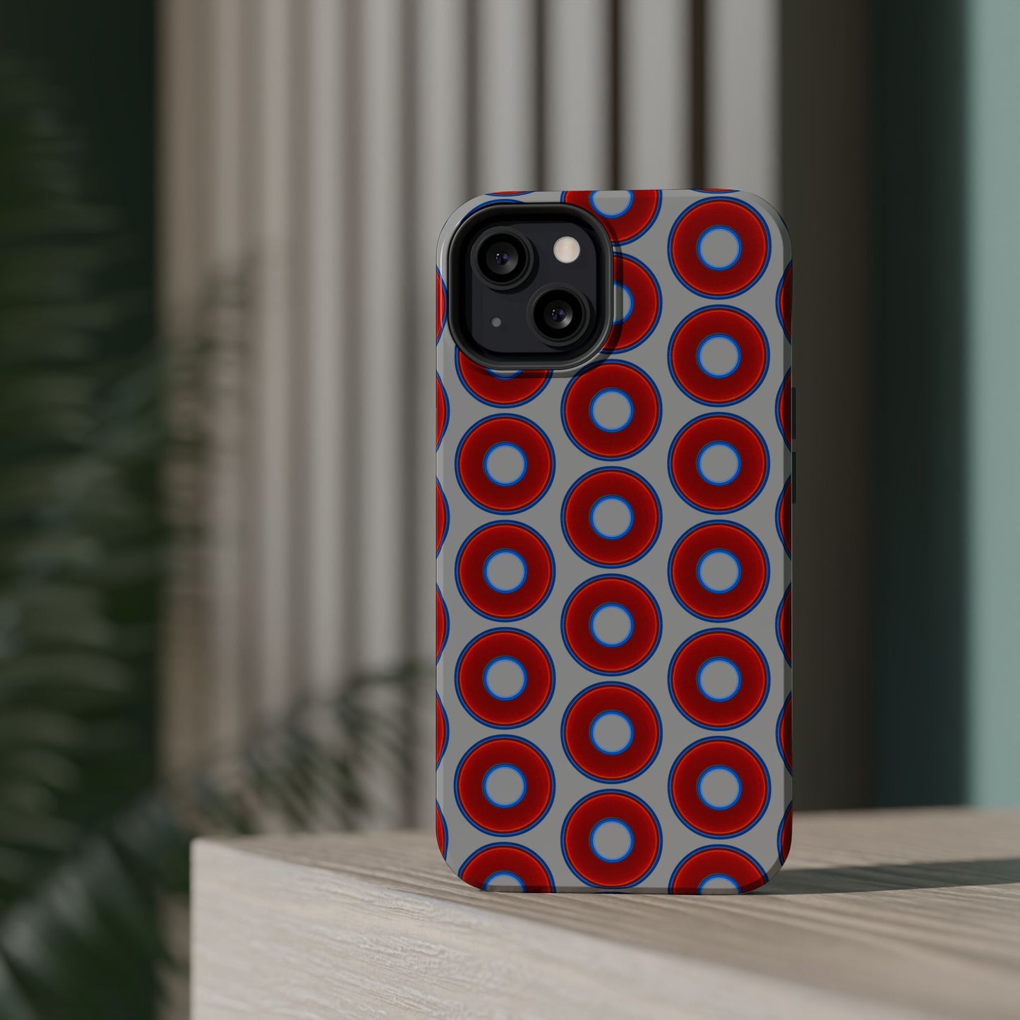 Magnetic Tough Donut Case - red vivid donut print w/light gray background