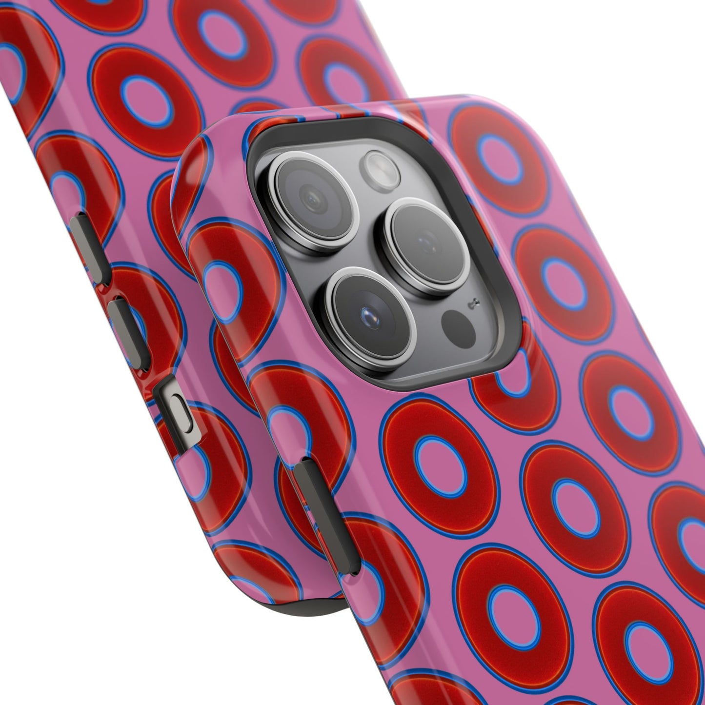 Magnetic Tough Donut Case - red vivid donut print w/pink background
