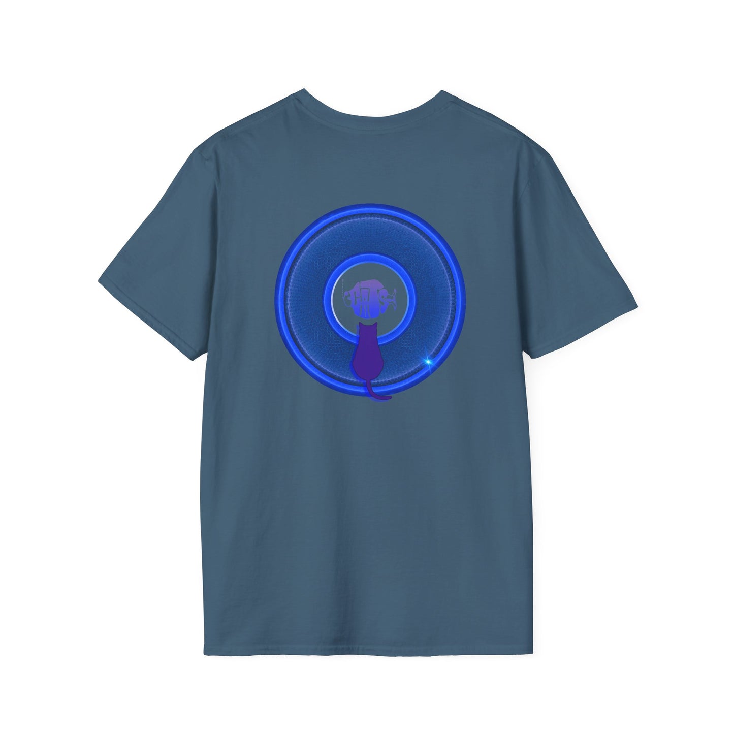 Classic Donut Tee - Unisex Soft-Style - "Cats: The Donut" - rustic blue/blue donut - variant 1