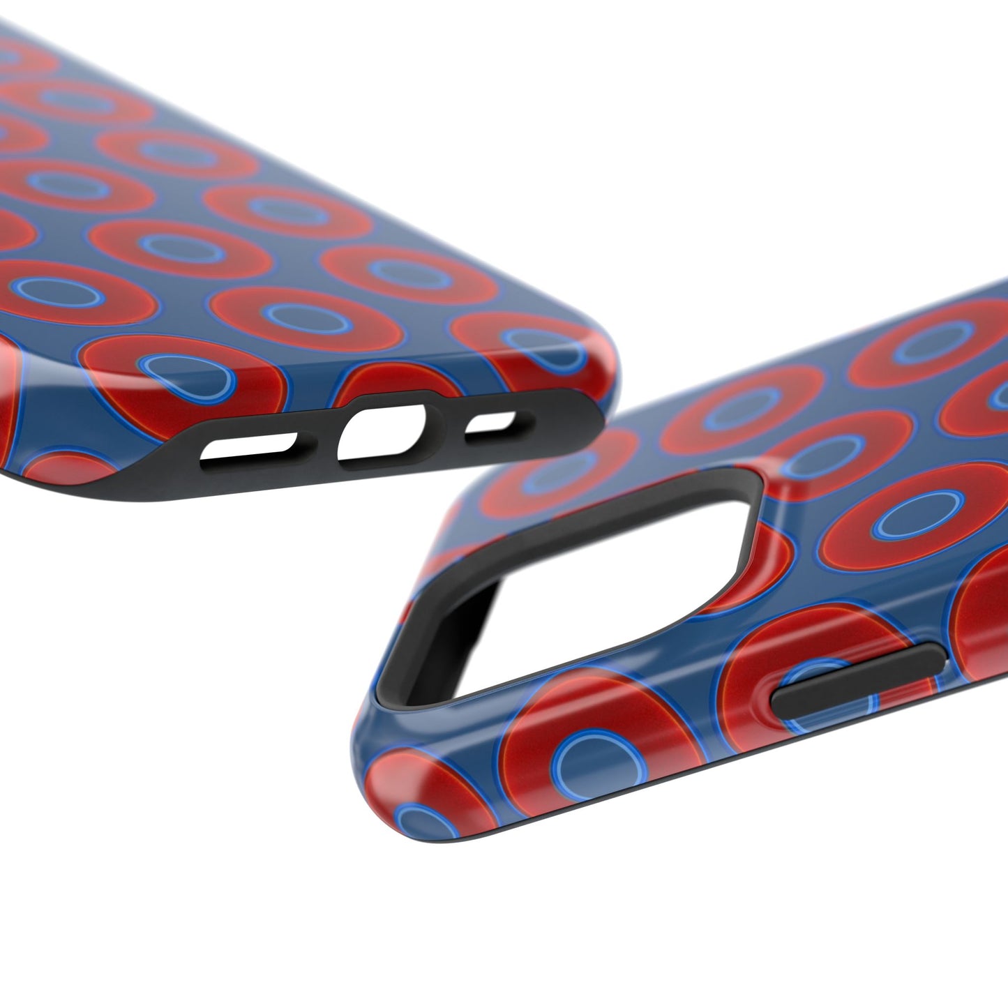 Magnetic Tough Donut Case - red vivid donut print w/light navy blue background