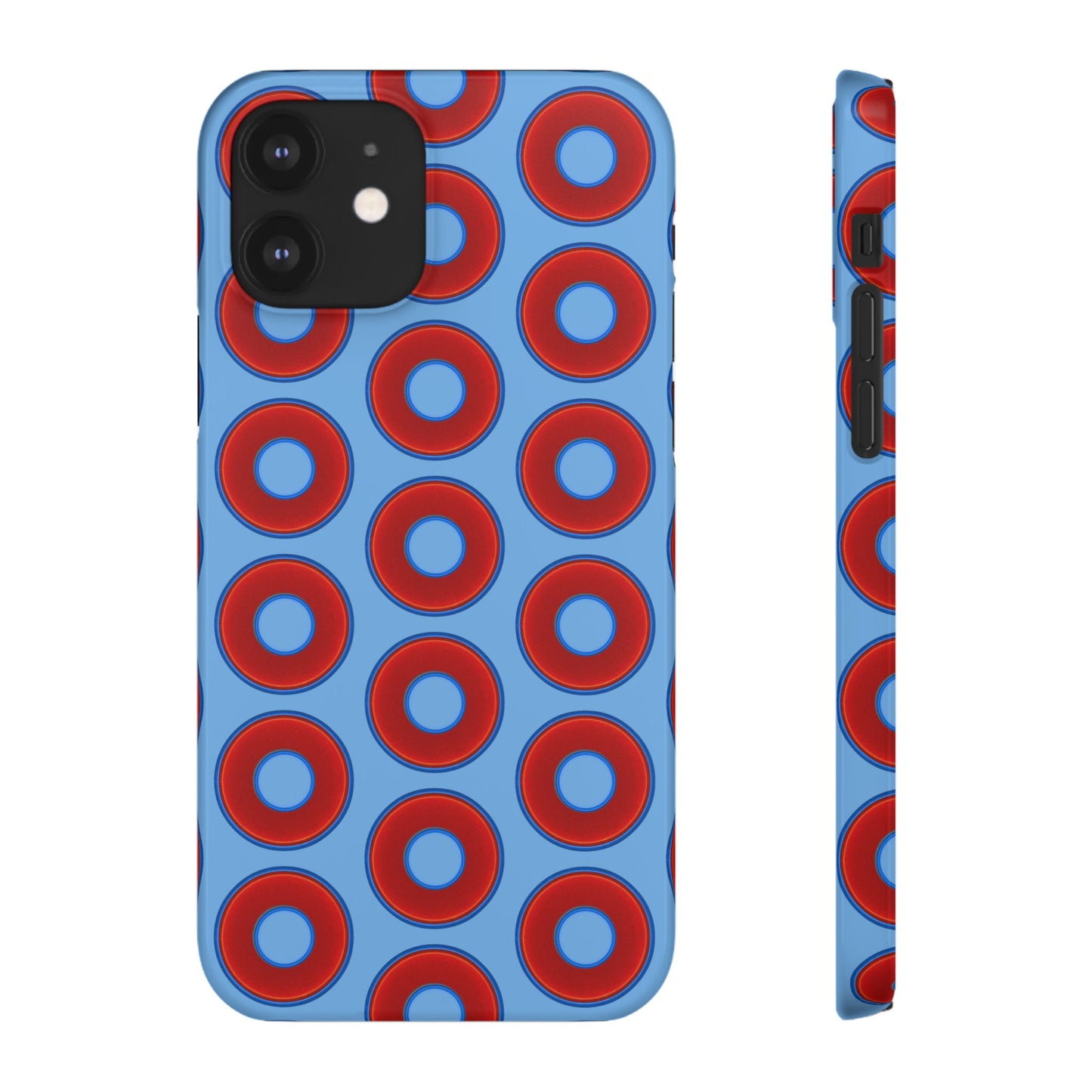 Lumpy Donut Snap Case - red vivid donut print w/light blue background