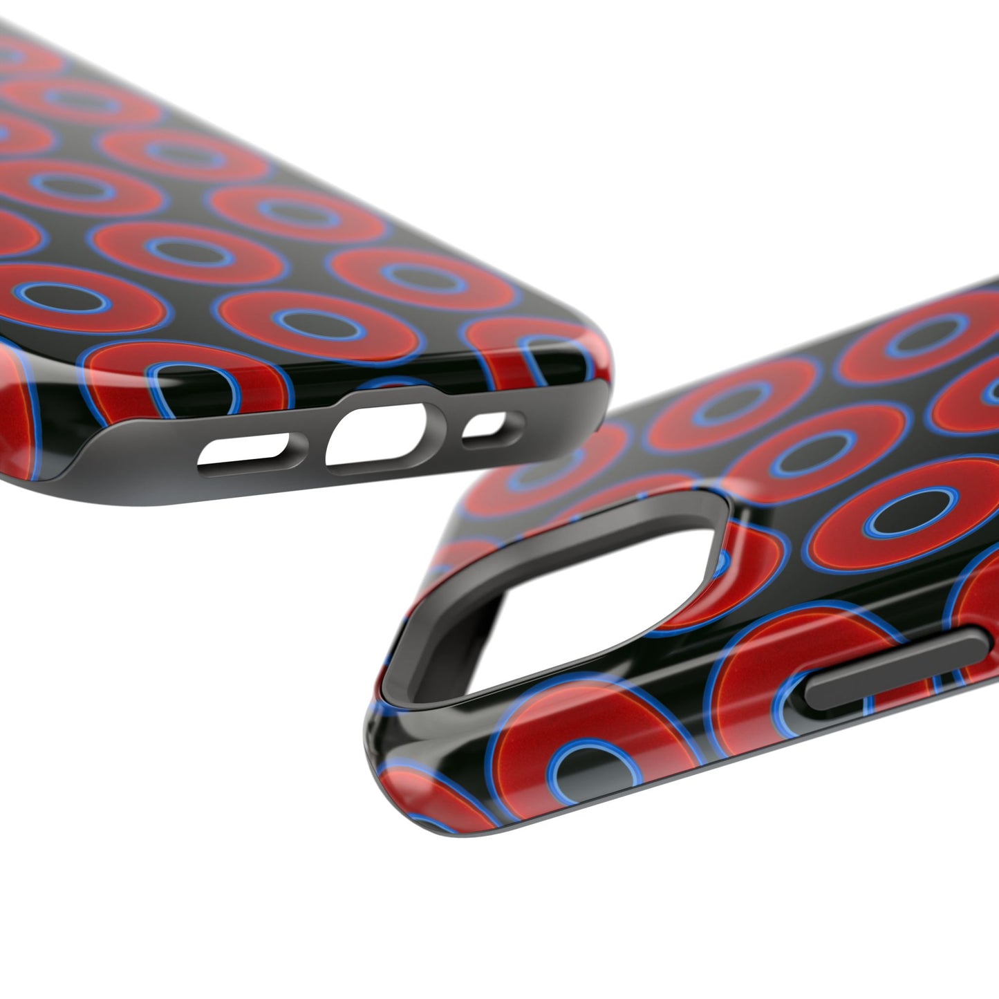 Magnetic Tough Donut Case - red vivid donut print w/midnight green background
