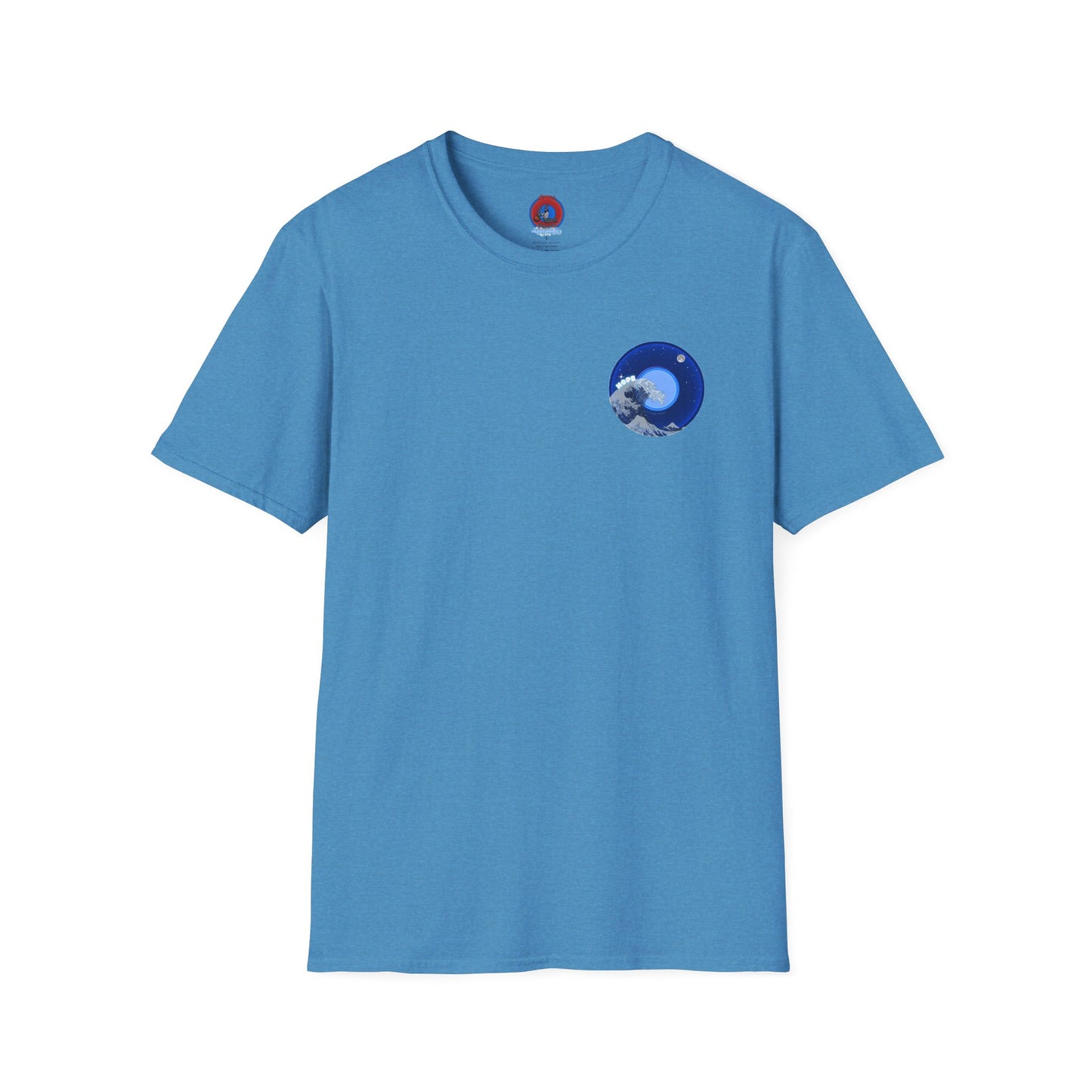 Classic Donut Tee - Unisex Soft-Style - "The Hopeful Waving Donut" - variant 2 - vivid blue donut