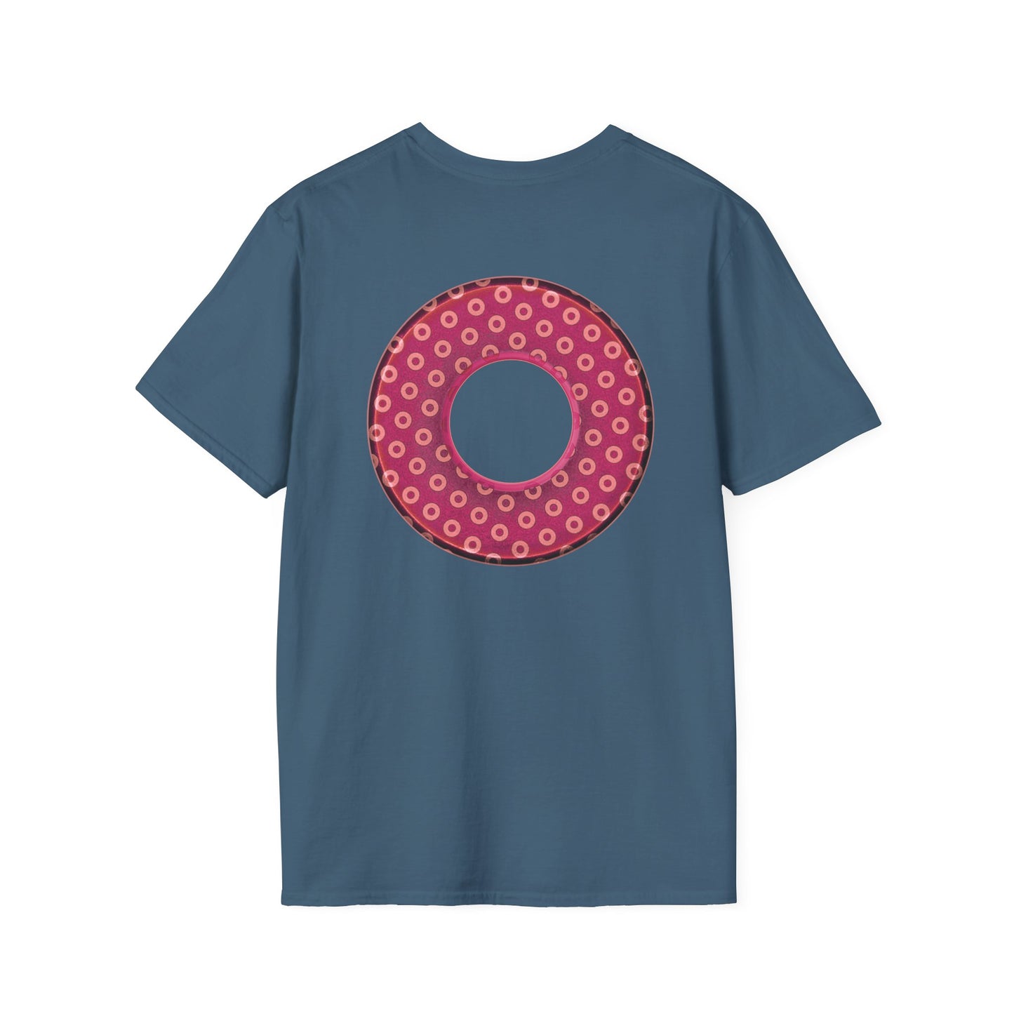 Plain Donuts/Unisex Soft-Style - "Plain Electric Paradoxical Donuts" - dark magenta/coral donuts