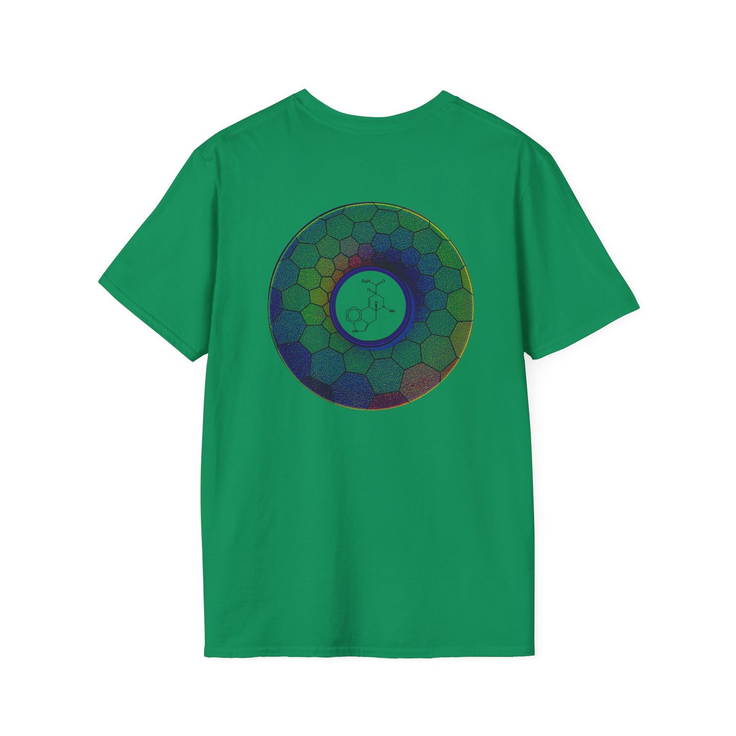 Classic Donut Tee - Unisex Soft-Style - "Dr. Albert Hofmann's Favorite Donut" - series 1.0  - variant 1 - green hexadonut