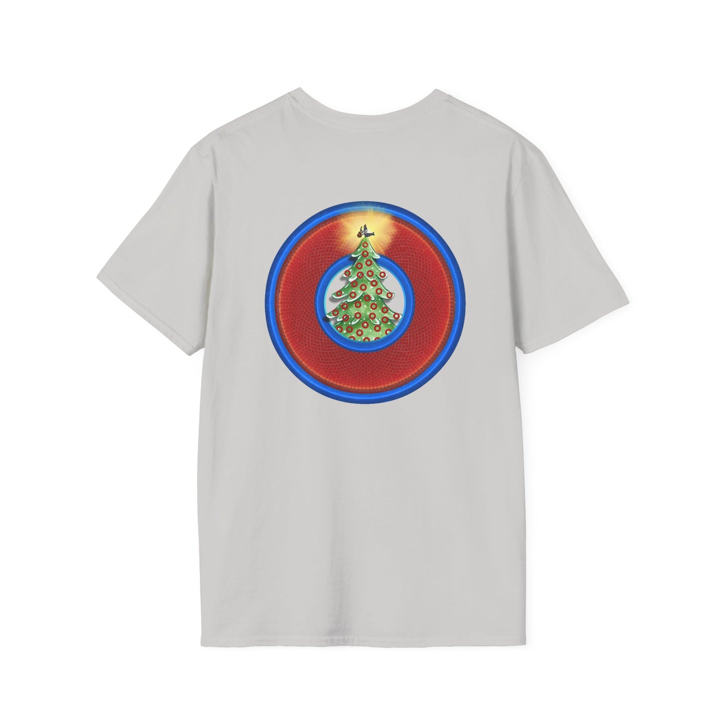 Classic Donut Tee - Unisex Soft-Style - "It's Always Phishmas in Philly" - rustic red/blue donut