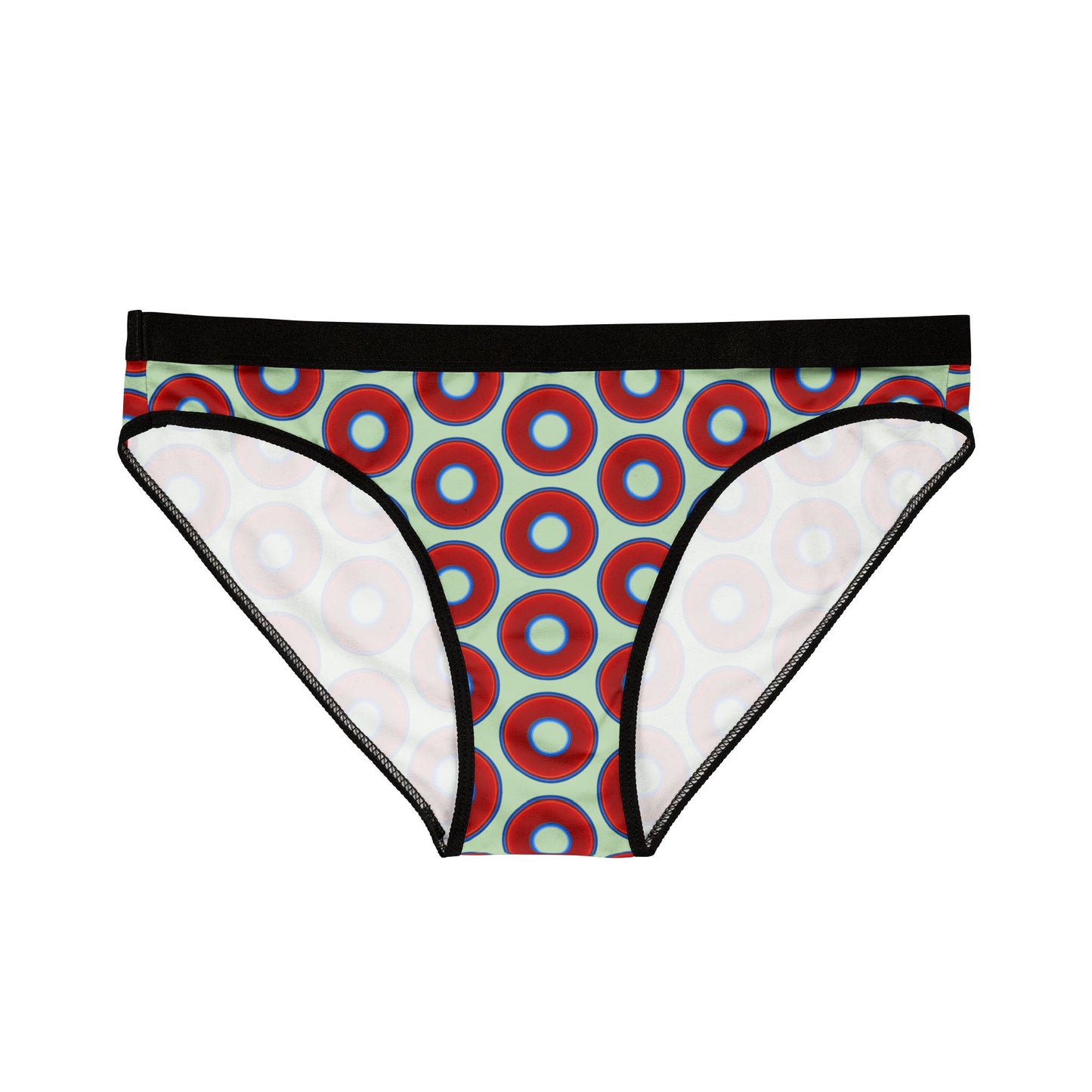 Lumpy Donut Underwear - vivid red donut print w/seafoam green background