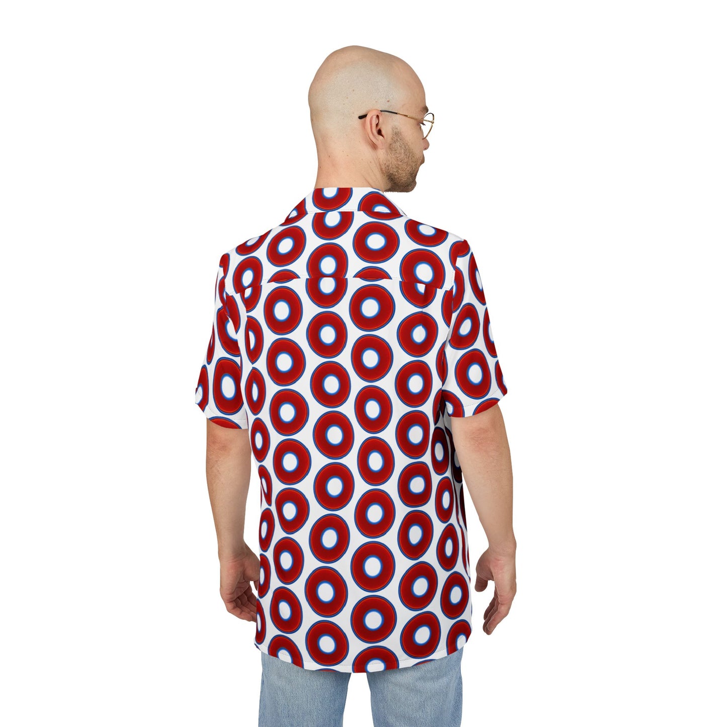 Wilson's 'Epic Hawaiian-Punch' Shirt - vivid red donut print w/white background [unisex]
