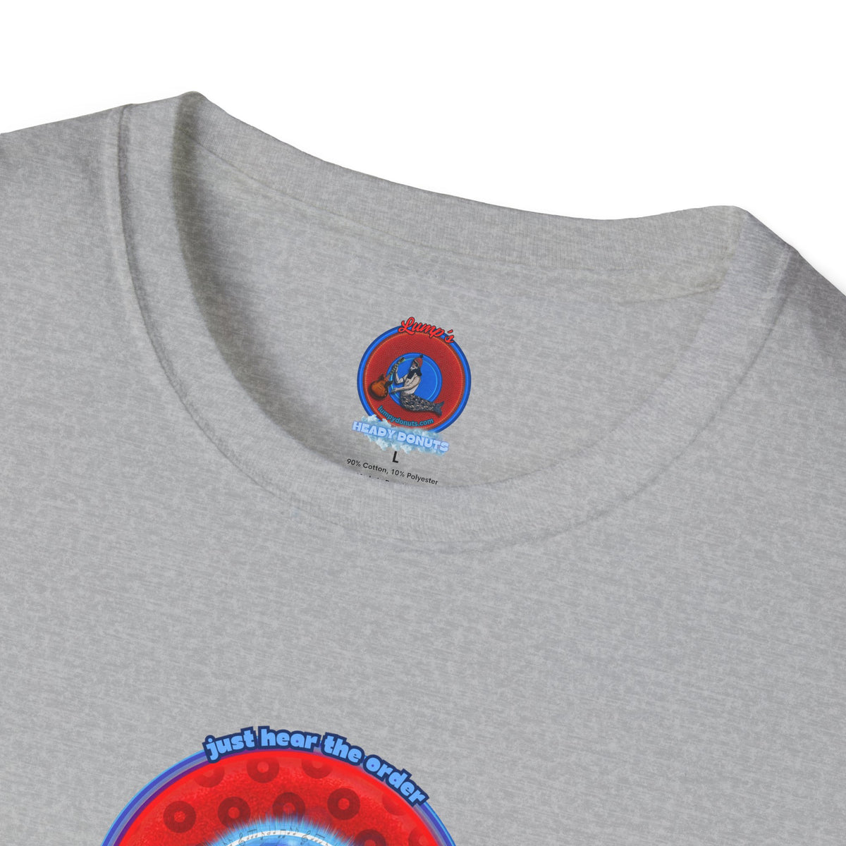Classic Donut Tee - Unisex Soft-Style - "The Skipper's Donut" - red/blue paradoxical widemouthed donut - variant 1