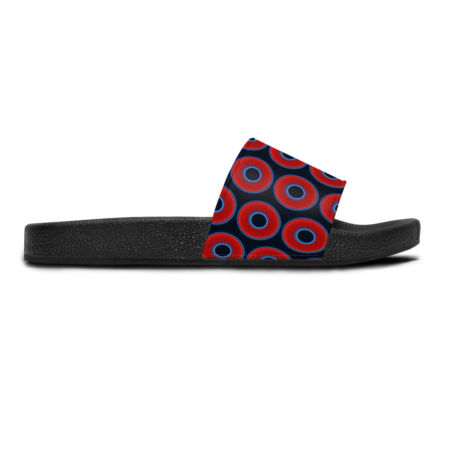 Lumpy Sandals - slip-ons - red vivid donuts w/blue charcoal background