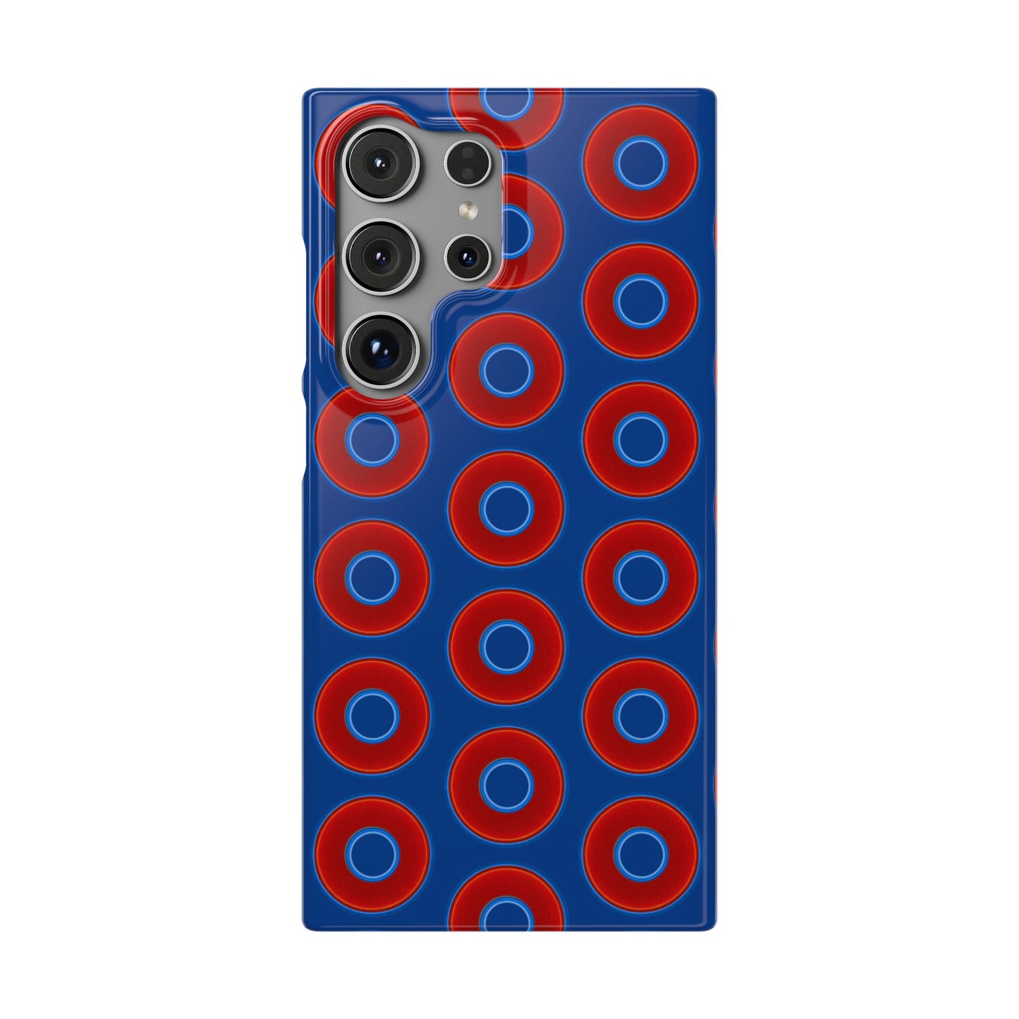 Lumpy Donut Snap Case - red vivid donut print w/dark blue background