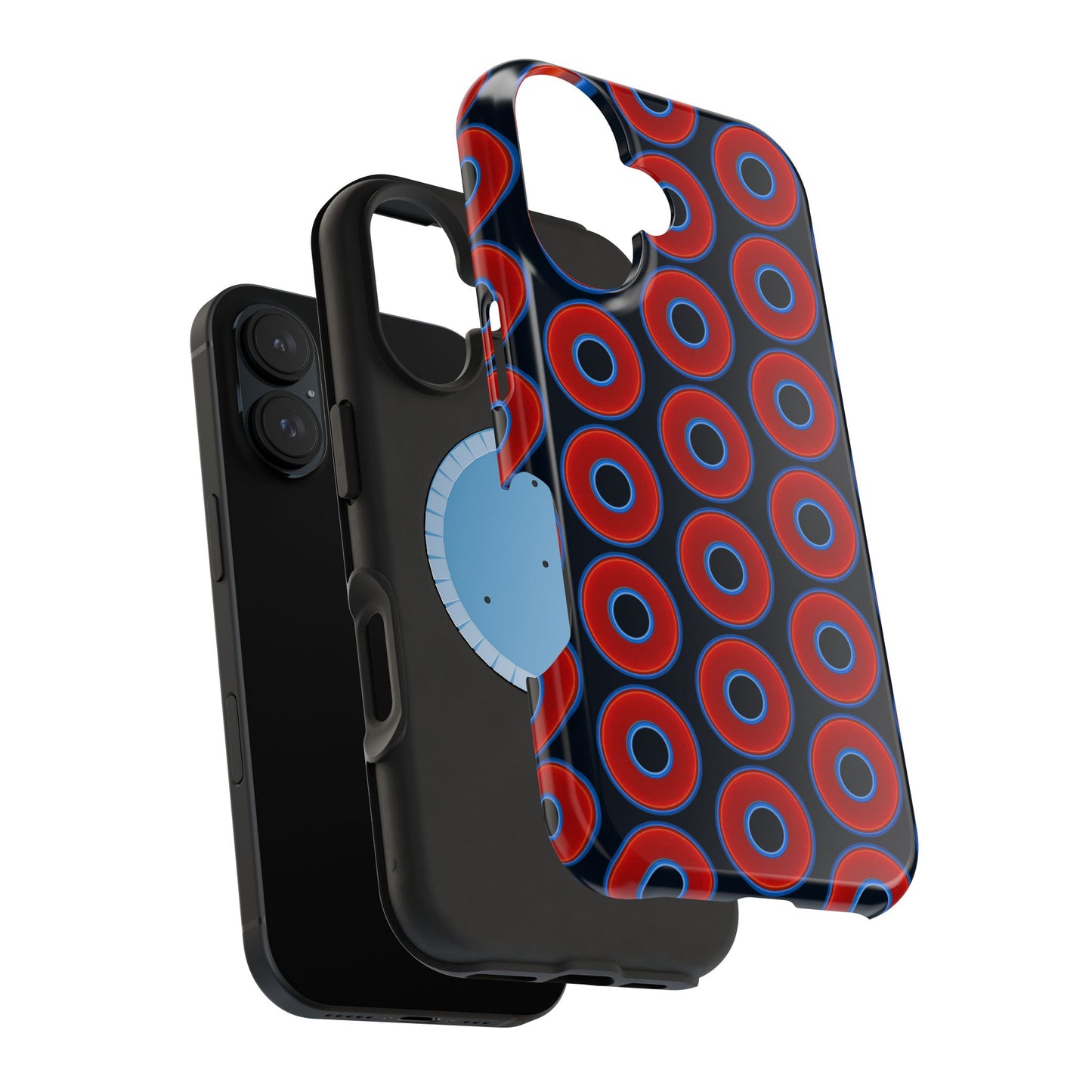 Magnetic Tough Donut Case - red vivid donut print w/blue charcoal background