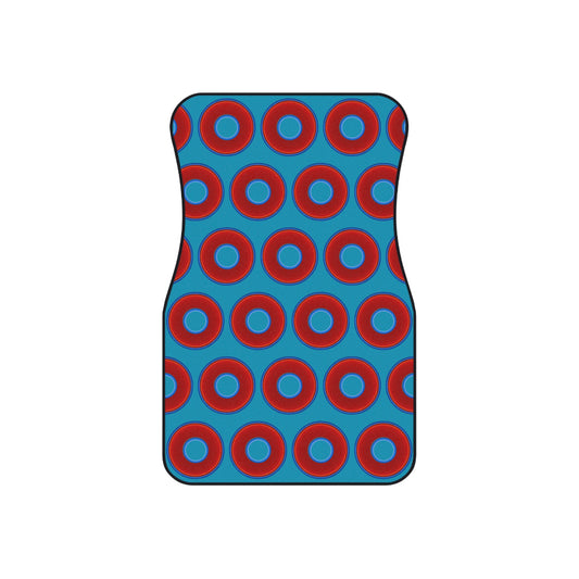 Contacted Car Mats - Set of 2/Front - vivid donut print w/steel blue background