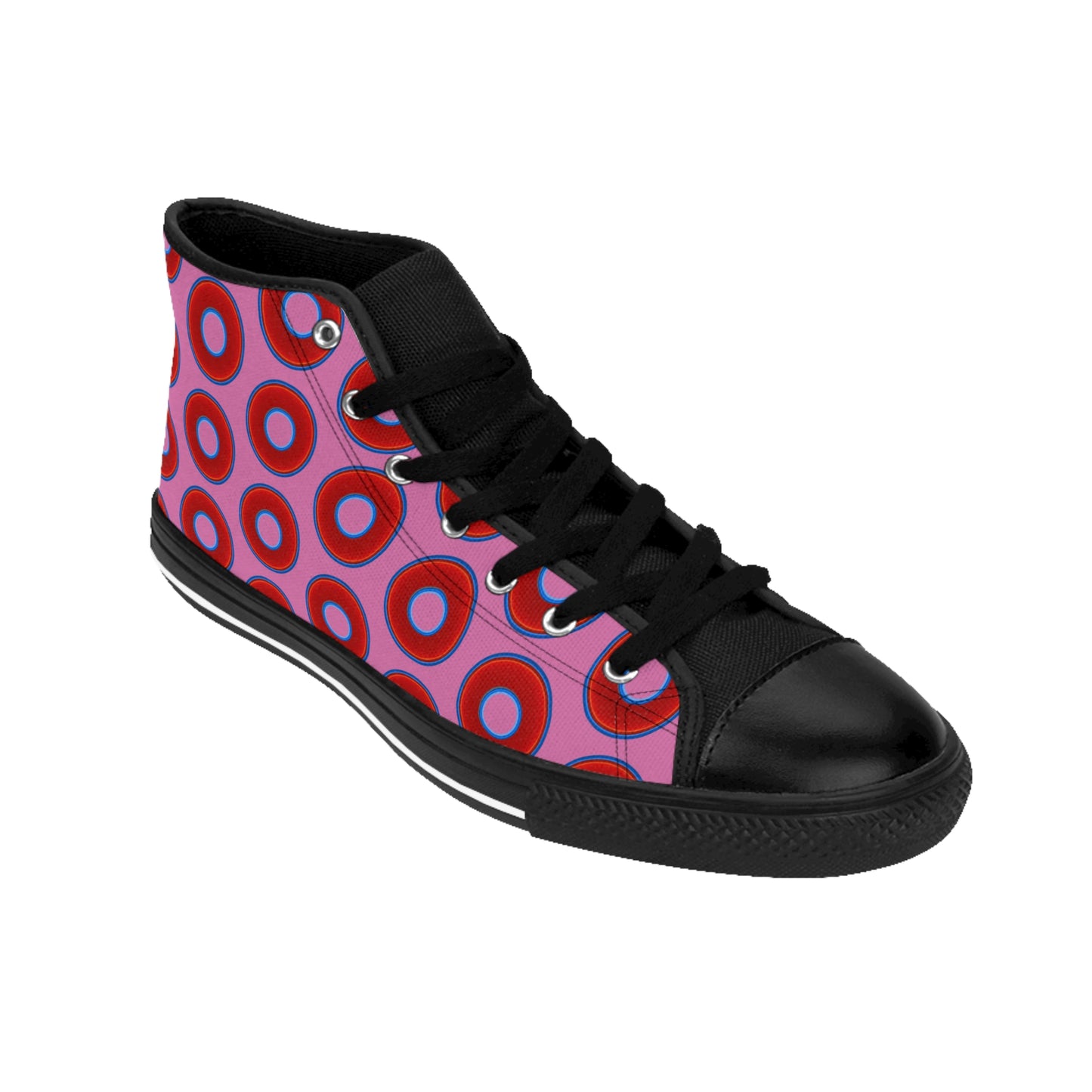 Cushiony Convectors - High Tops - red vivid donuts w/pink background