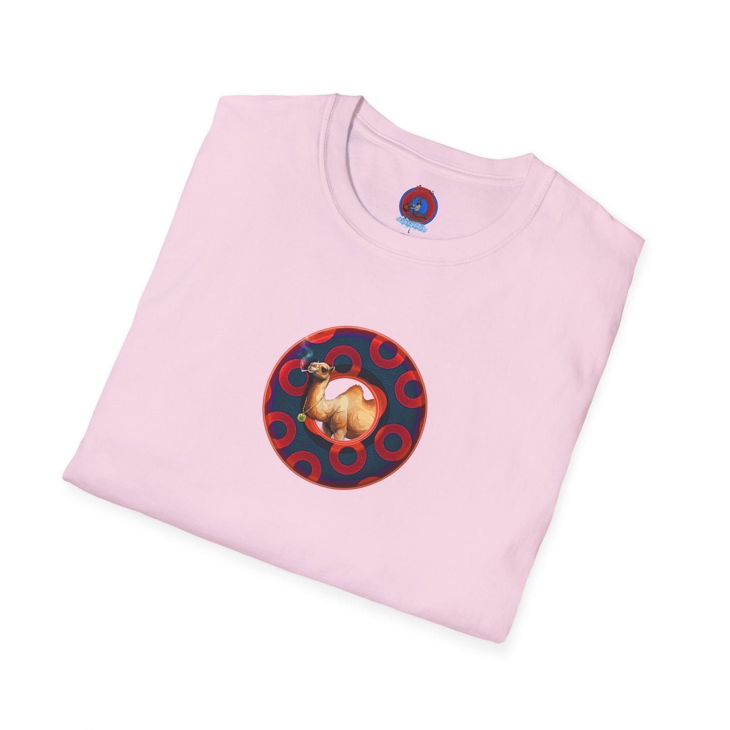 Classic Donut Tee - Unisex Soft-Style - "Joe Camel's Super Cool Donut" - rustic paradox donut - dark navy/red donuts