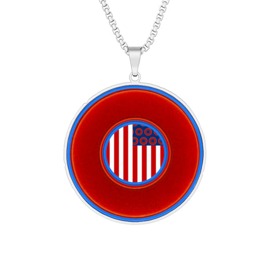Lump's Heady Donut Necklace - 1" x 1" Stainless Steel Pendant - "One Indivisible Donut" - vivid red phreedom donut - variant 1