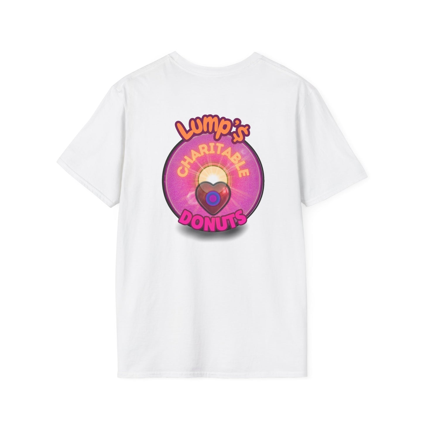 Classic Donut Tee - Unisex Soft-Style - "Lump's Official Charitable Donut" - series 1.0  - magenta donut [*100 to general charity fund]