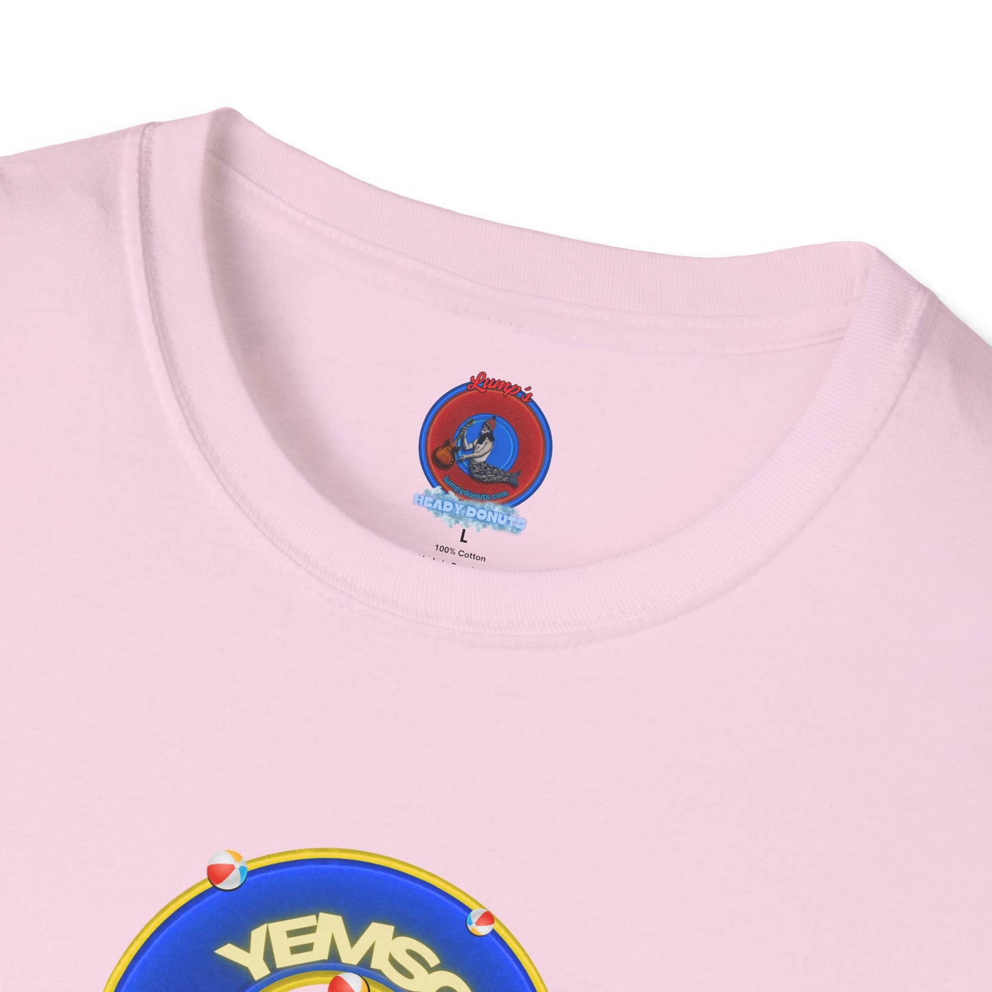 Donut Tee - Unisex Soft-Style - "The Donut's Secret Ingredient? MSG" - vivid blue/yellow donut - variant 2