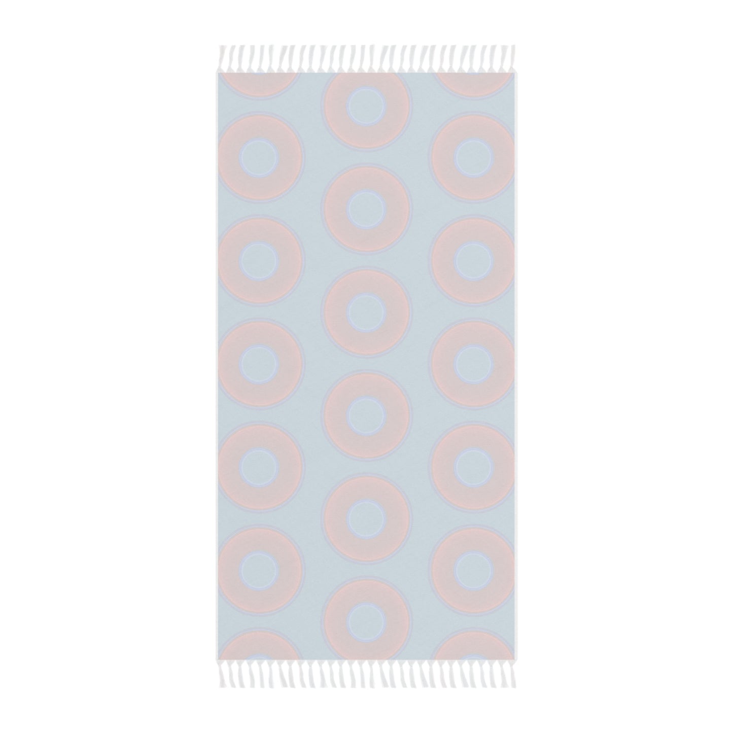 Oversized Lumpy Beach Towel - vivid red donuts w/aquamarine blue background