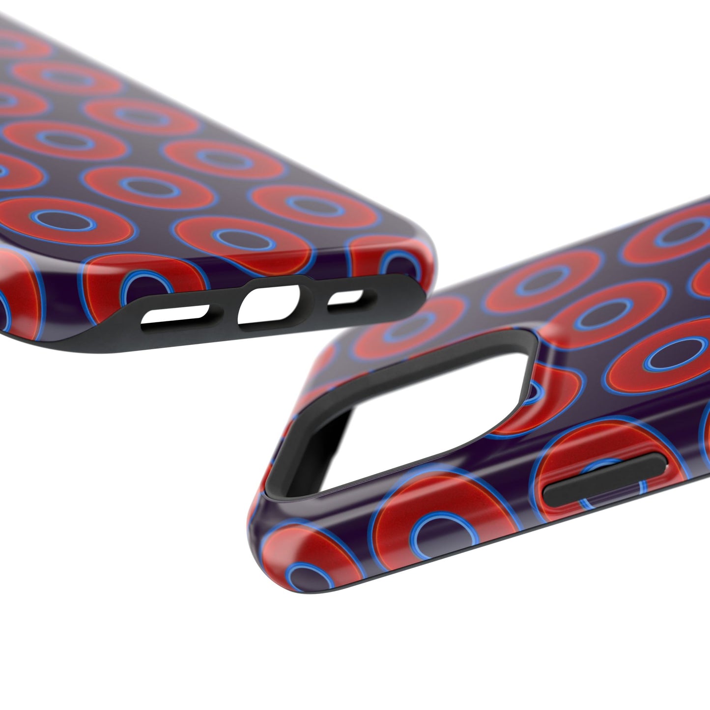 Impact-Resistant Lumpy Donut Case - red vivid donut print w/midnight purple background