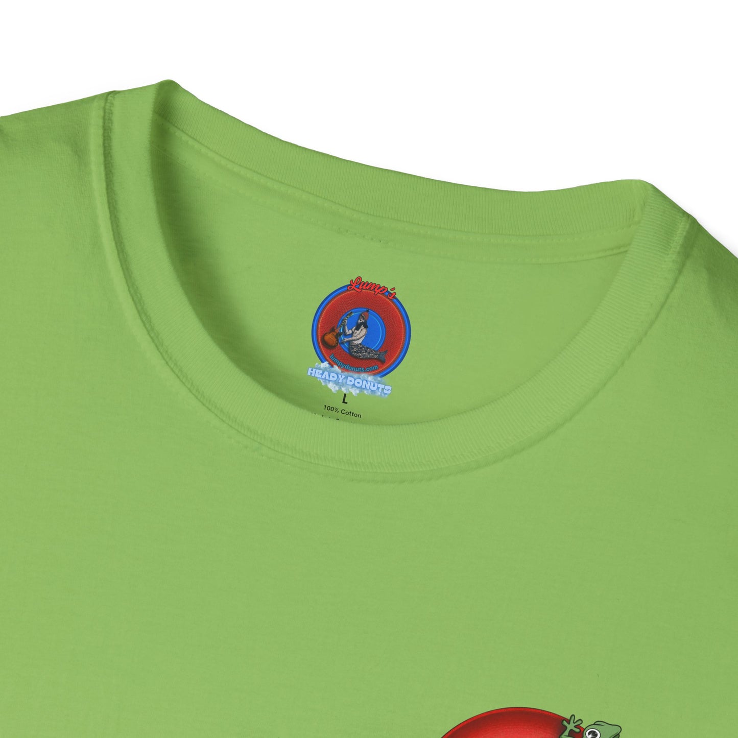 Classic Donut Tee - Unisex Soft-Style - "Practically Extinct Tee Shirt" - plump vivid red donut - variant 1