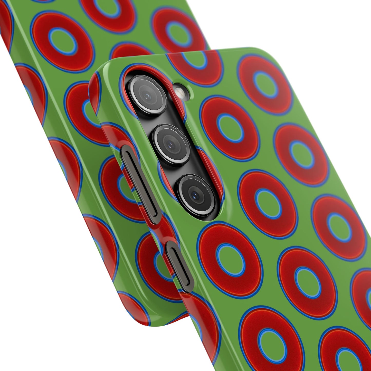 <Lumpy Donut Snap Case - red vivid donut print w/light green background