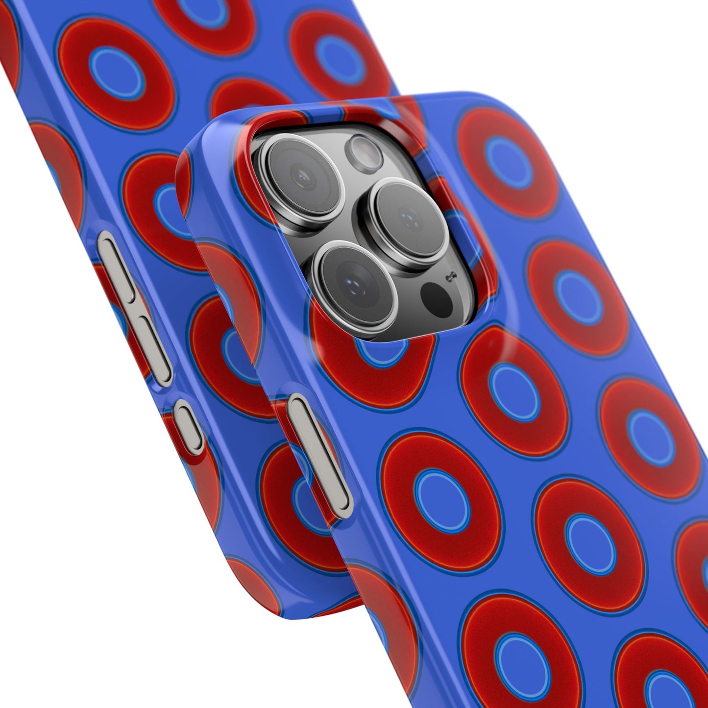 Lumpy Donut Snap Case - red vivid donut print w/royal blue background