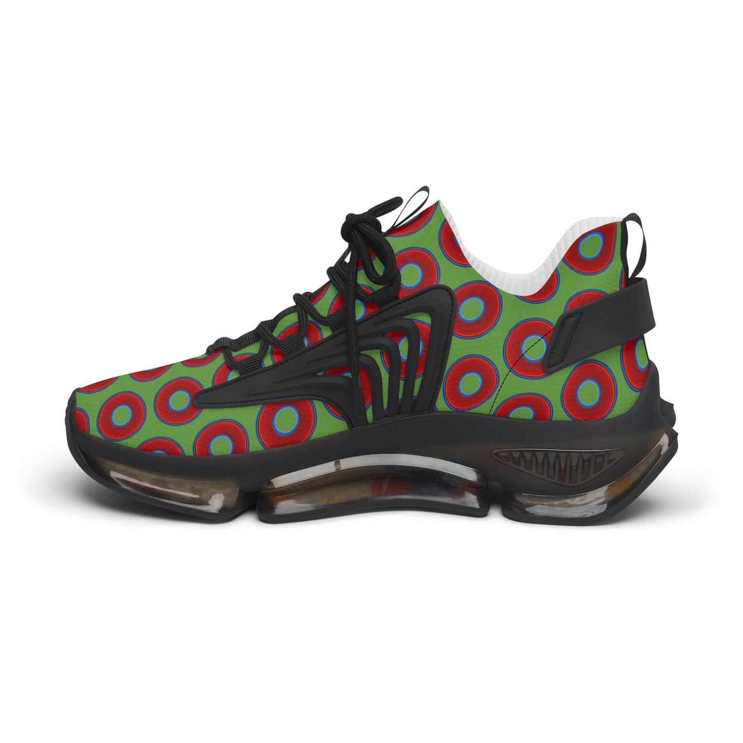 Women's Donut Kicks - red vivid donut print w/light green background