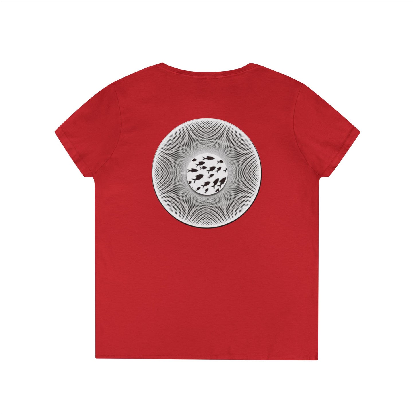 Women's Donut V-Neck Tee - "If I'm Swimming By" - variant 1 - white/black phatty donut w/