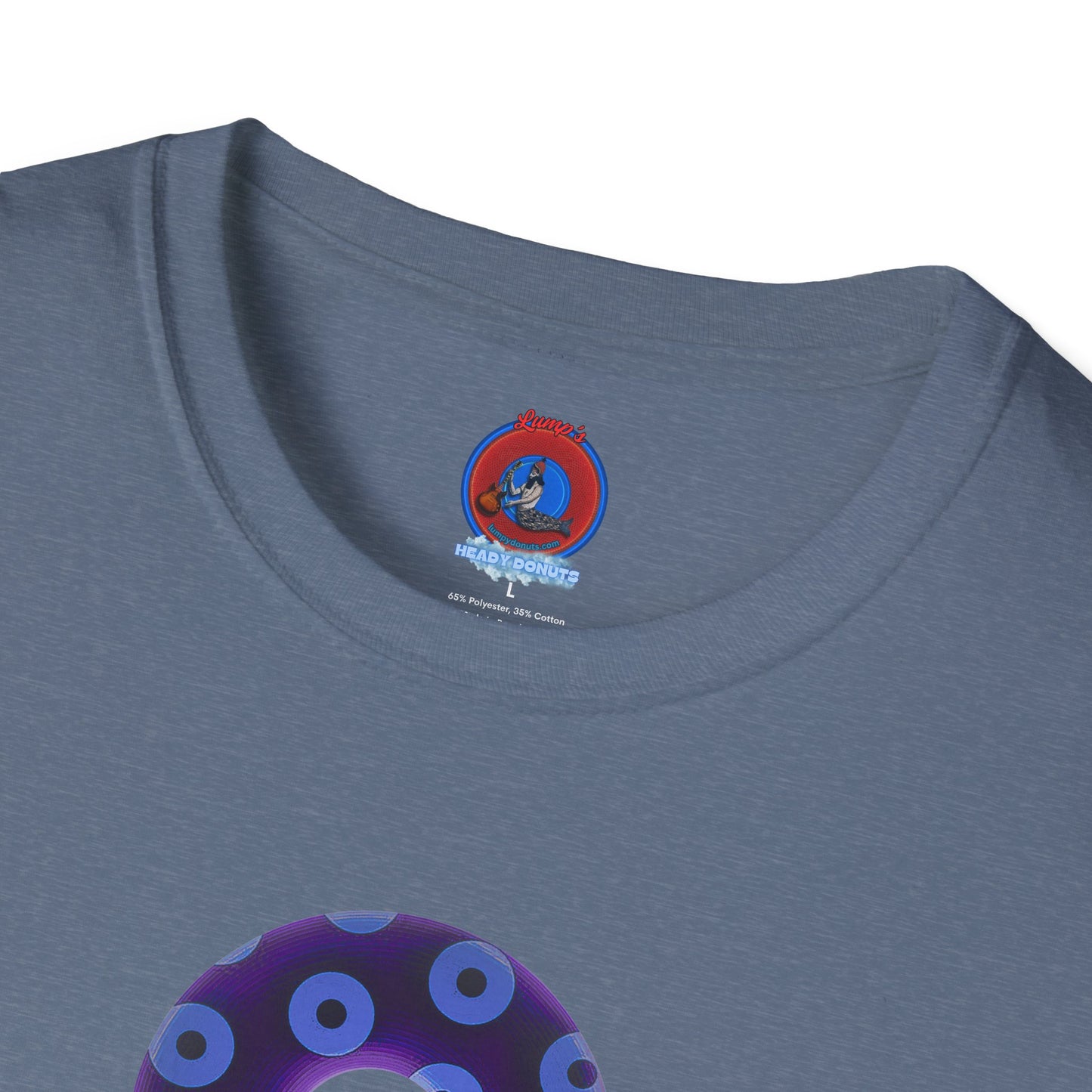 Plain Donuts/Unisex Soft-Style - "Plain Blimpy Paradoxical Donuts" - dark purple/Carolina blue donuts