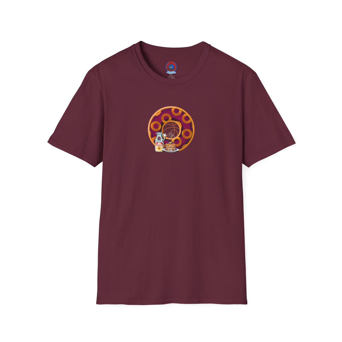 Classic Donut Tee - Unisex Soft-Style - "Princely Wooked Cream - YEMSG Donut " - burgundy/orange rustic paradox donut - variant 2