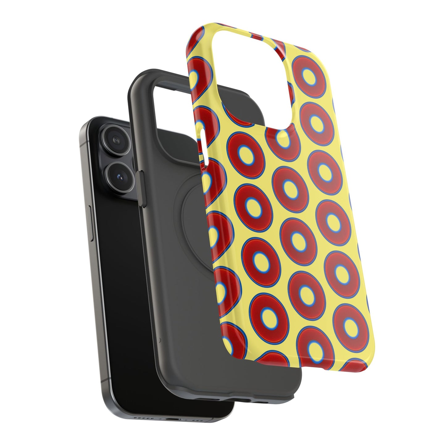 Impact-Resistant Lumpy Donut Case - red vivid donut print w/yellow background