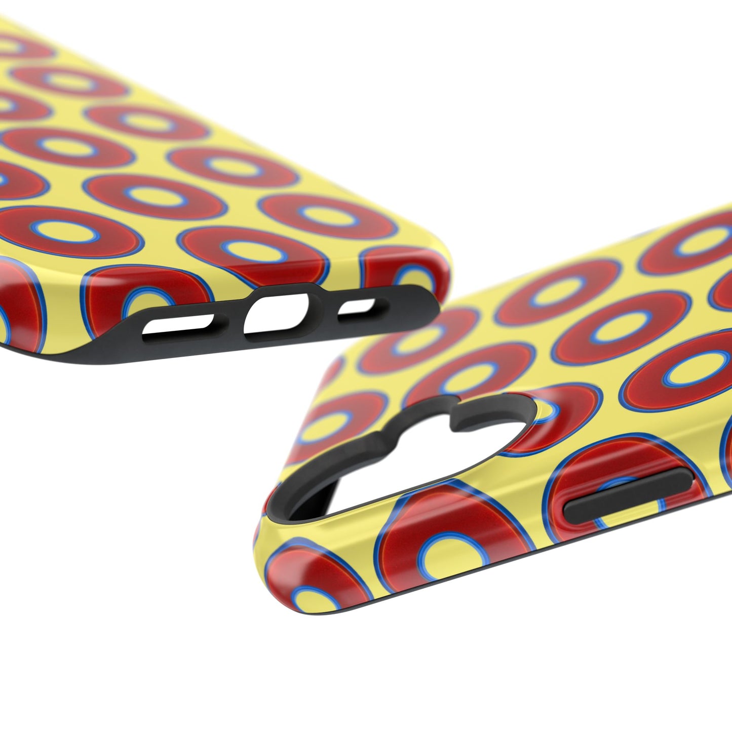 Impact-Resistant Lumpy Donut Case - red vivid donut print w/yellow background
