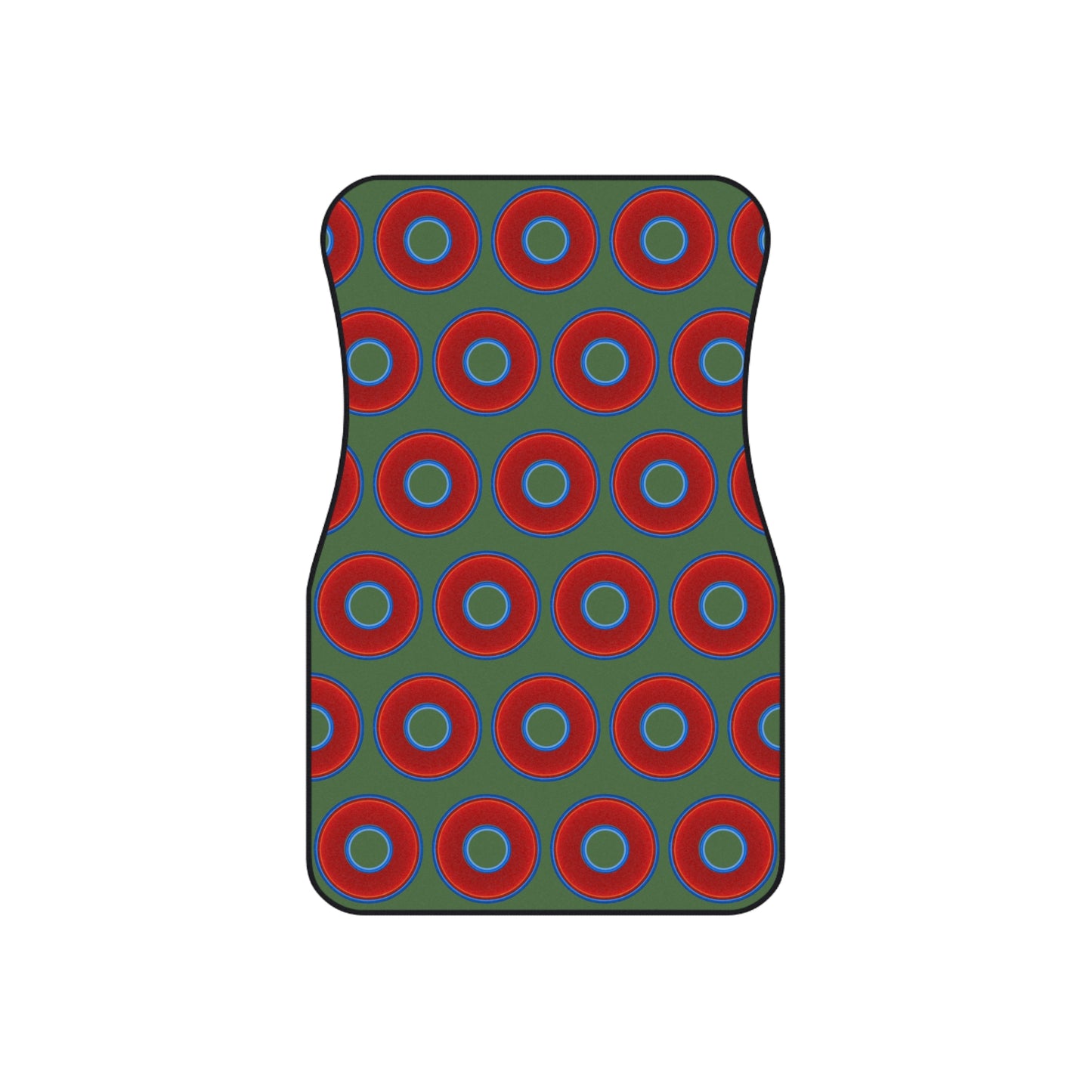 Contacted Car Mats - Set of 2/Front - vivid donut print w/dark green background