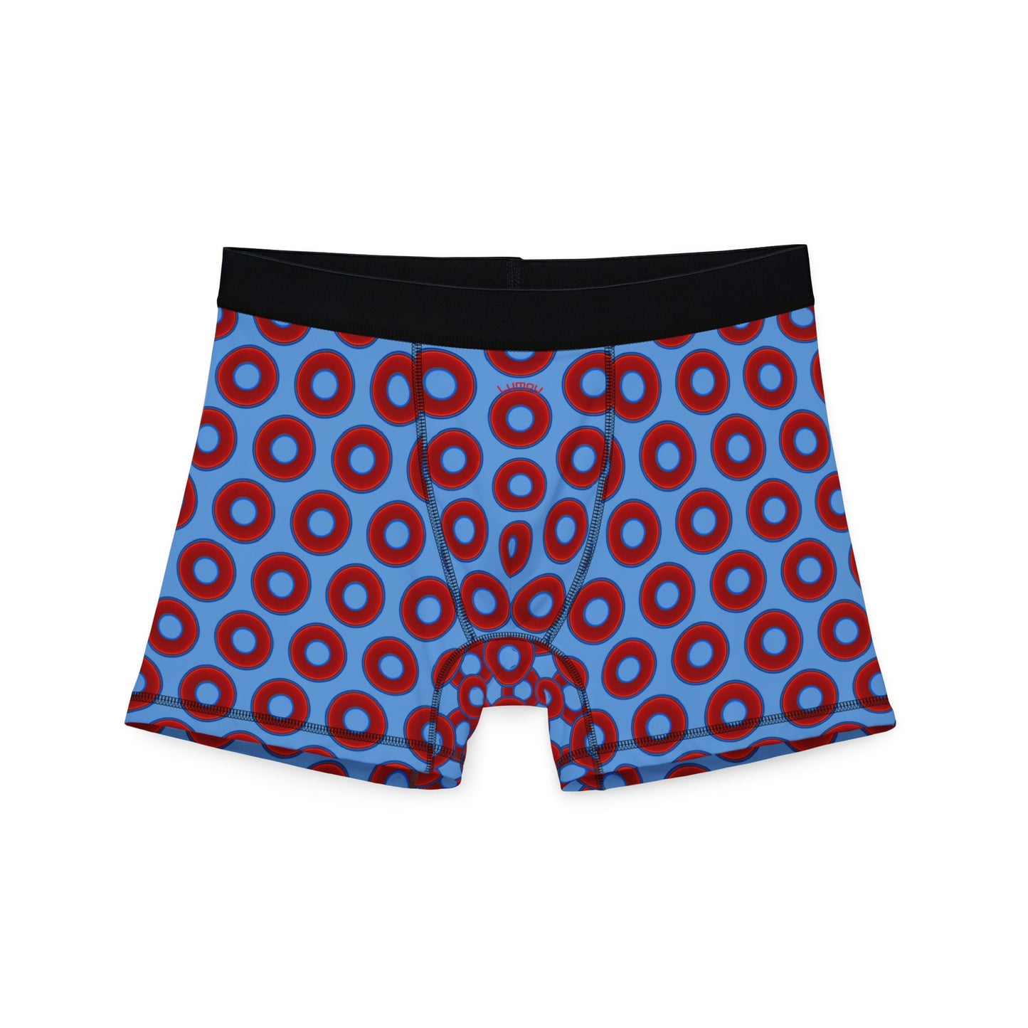 Men's Donut Boxers - red vivid donuts w/light blue background