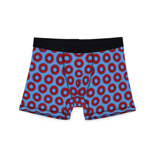 Men's Donut Boxers - red vivid donuts w/light blue background