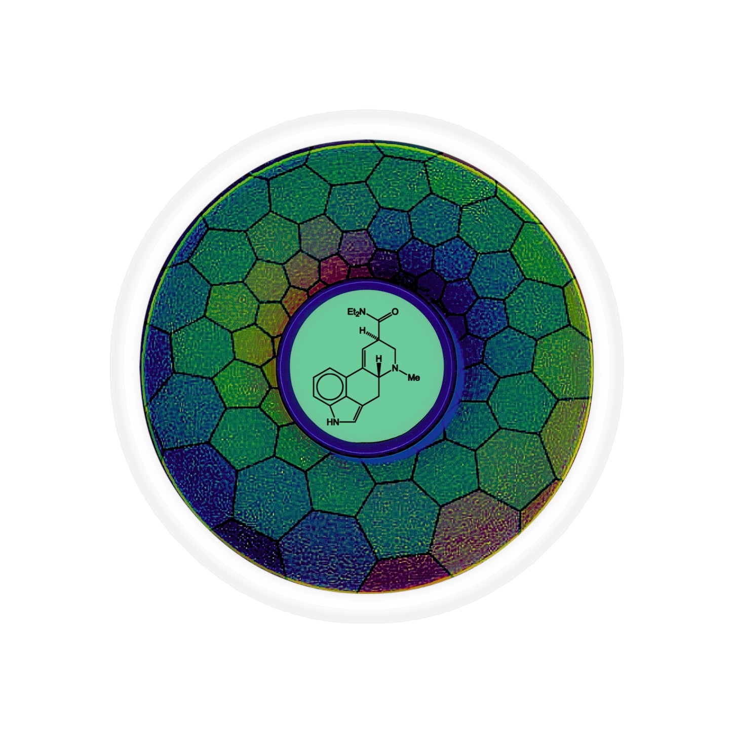 Donut Bumper/Outdoor Sticker - "Dr. Albert Hofmann's Donut" - series 1.0 - variant 2 - green hexadonut - [Die-Cut] 6"x 6"