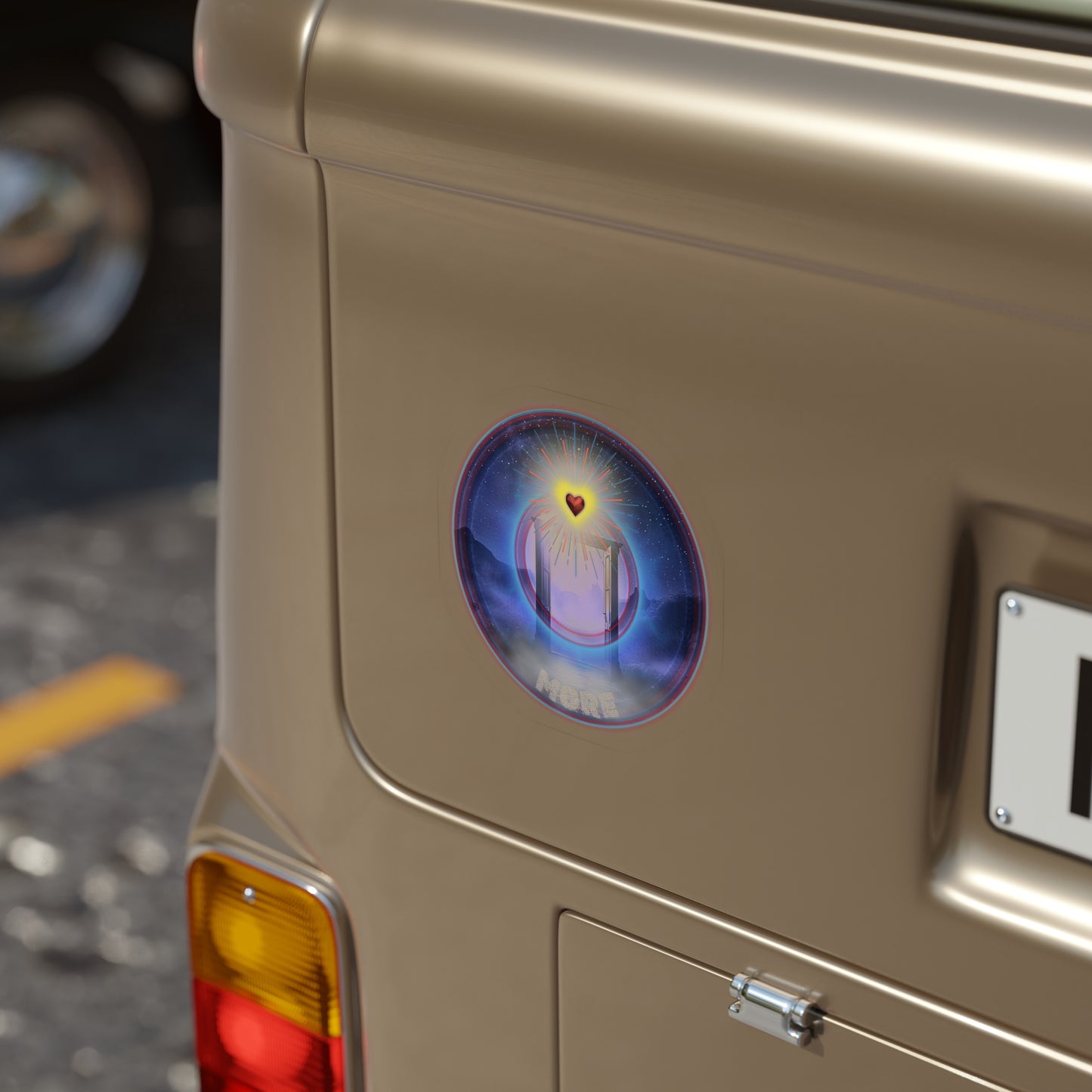 Donut Bumper/Outdoor Sticker - "The More Charitable Donut" - series 1.0 - blue picture donut - [Die-Cut] 6"x 6"