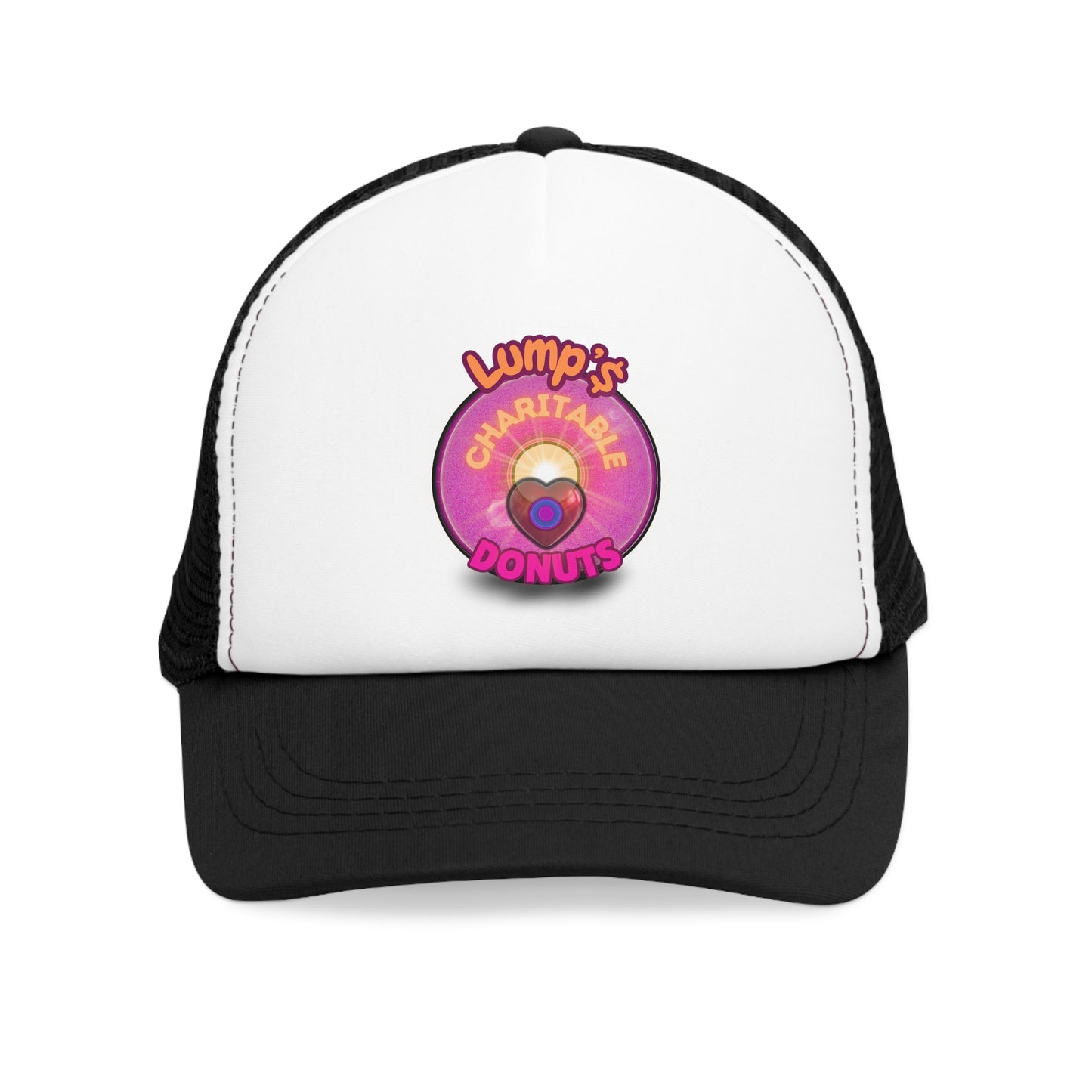 Lumpy Trucker Hat - "The Lump's Charitable Donut" - pink donut [*100% of profit to our general charity fund - for this print]