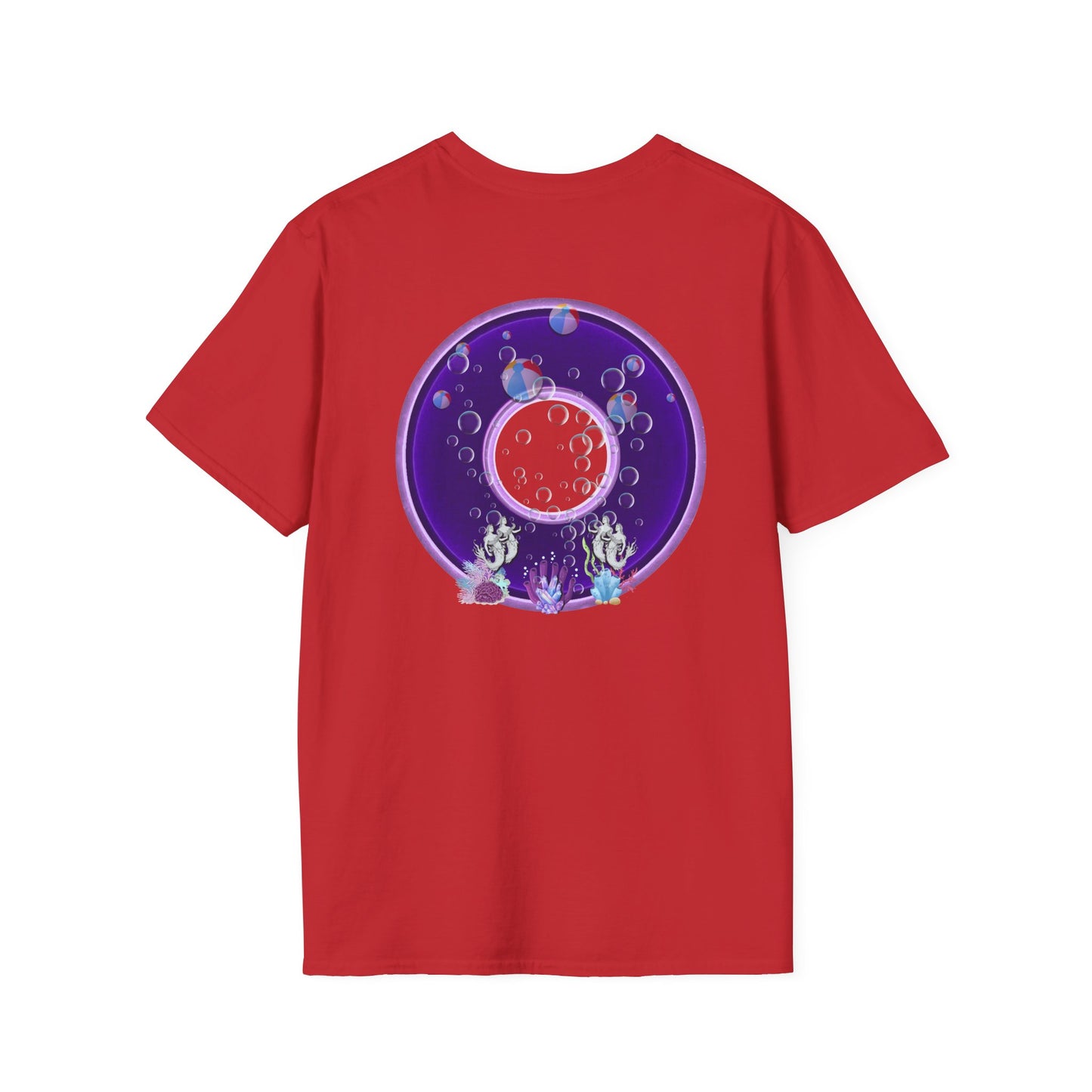 Classic Donut Tee - Unisex Soft-Style - "Sure That Sirens Made This Donut For Me" - vivid dark purple/light purple donut