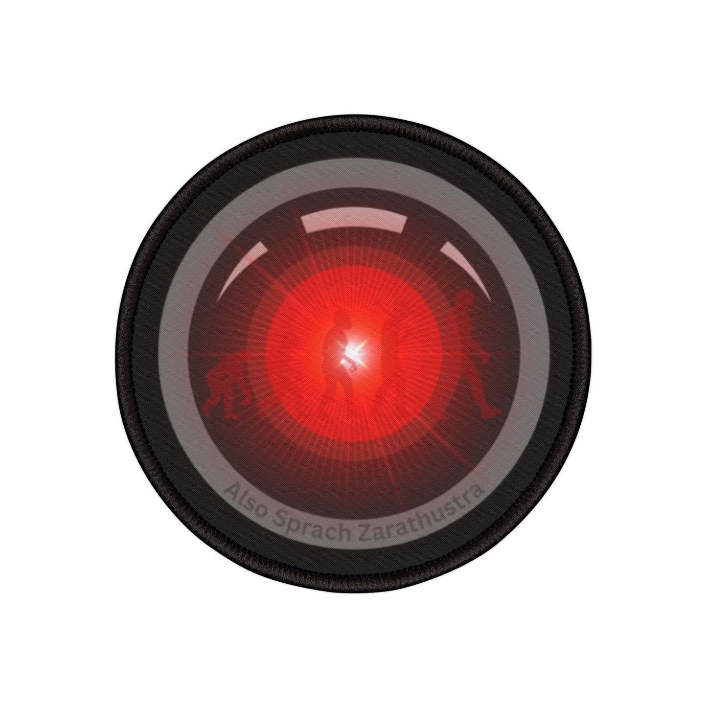 Iron-On Donut Patch - "2025: A Donut's Odyssey" - vivid red Hal donut - variant 2