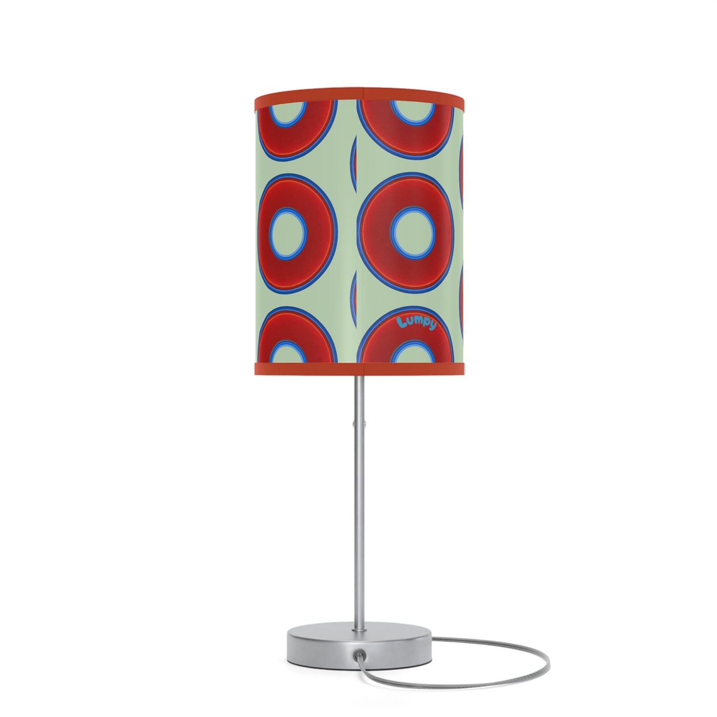 Lumpy Accent Lamps - red vivid donuts w/seafoam background