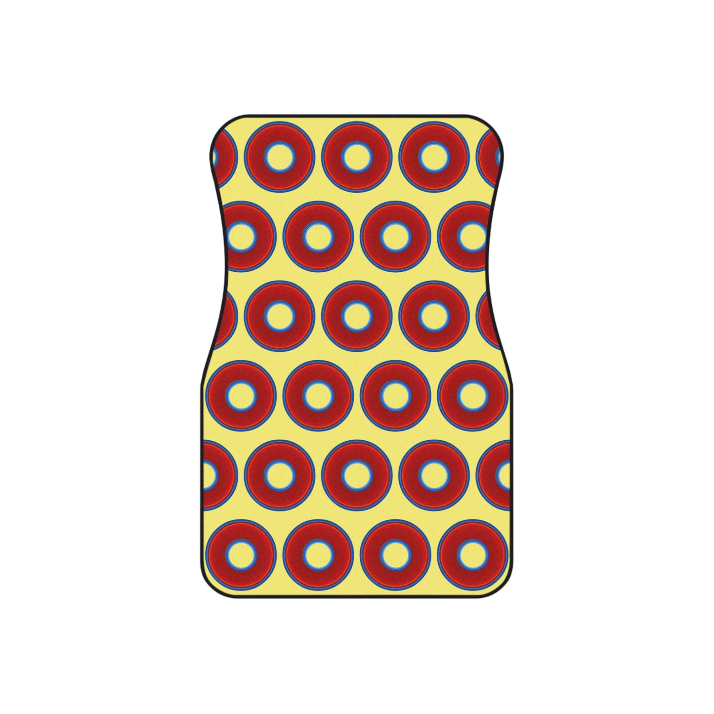 Contacted Car Mats - Set of 2/Front - vivid donut print w/yellow background