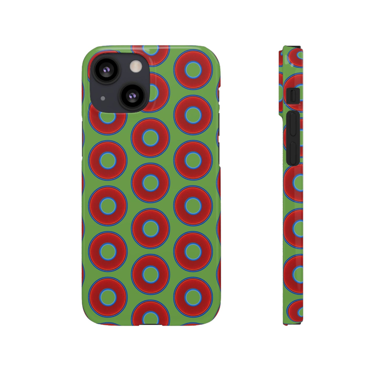 <Lumpy Donut Snap Case - red vivid donut print w/light green background