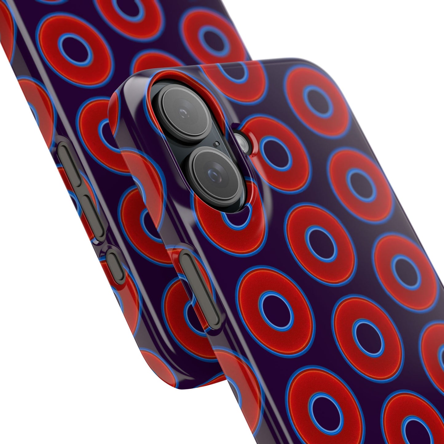 Lumpy Donut Snap Case - red vivid donut print w/midnight purple background