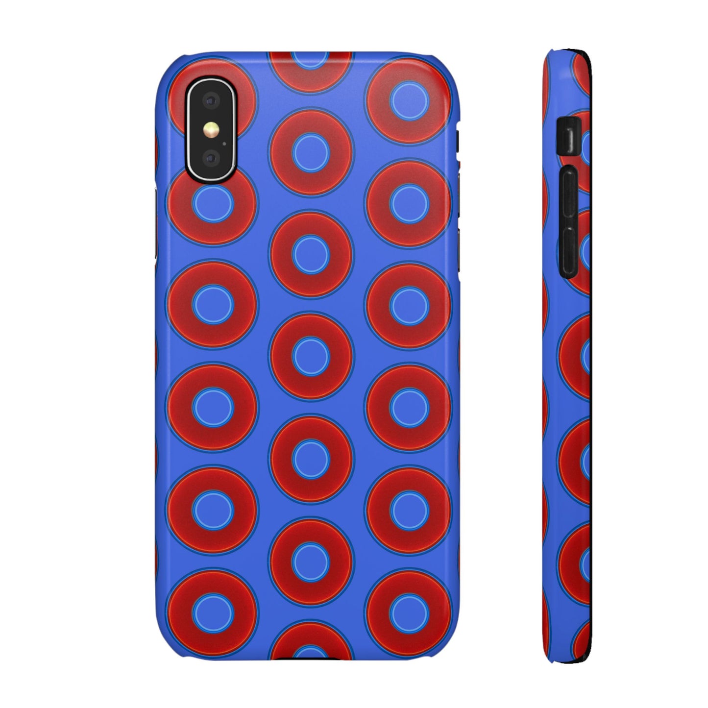 Lumpy Donut Snap Case - red vivid donut print w/royal blue background