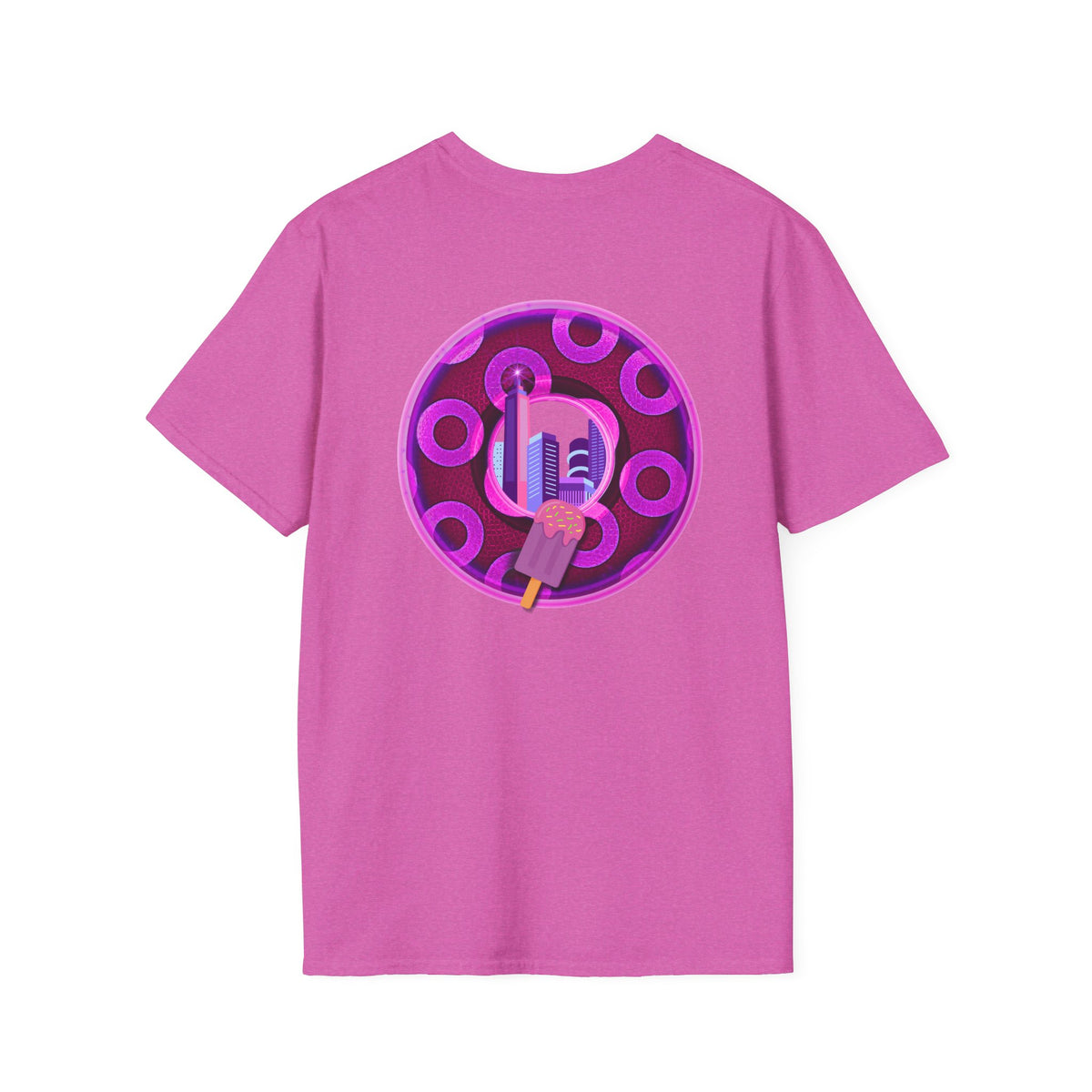 Classic Donut Tee - Unisex Soft-Style - "It's Ice Cream Popsicles - YEMSG Donut" - purple/magenta paradox donut - variant 2