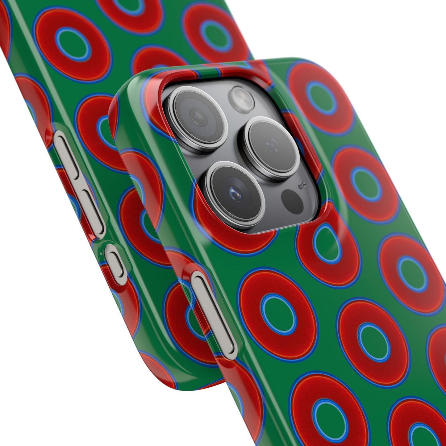 Lumpy Donut Snap Case - red vivid donut print w/green background